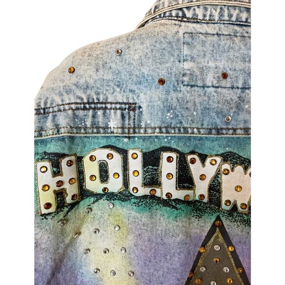 Vintage Jordache No Exit Hollywood Star Studded Denim Jacket Large Rare - Picture 10 of 16